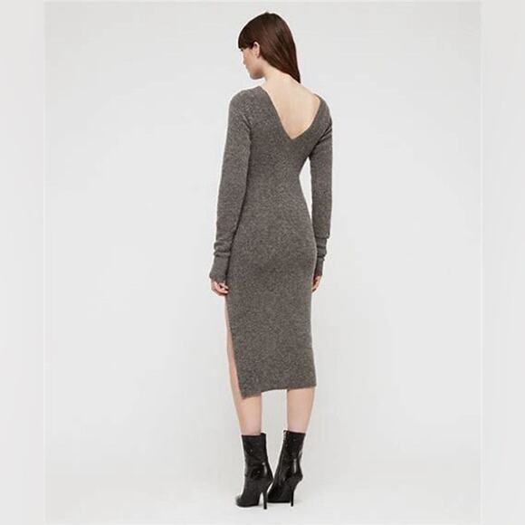 NWT AllSaints Sedona Midi Dress‎ Wool Alpaca Charcoal Grey Women’s Size Medium - Picture 3 of 12